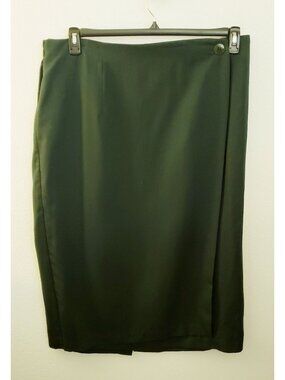 Vintage Danielle B Dark Green Faux Wrap Pencil Midi Skirt Sz 22 EUC